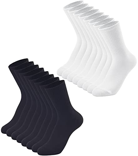 3-12 Pack Womens Dress Socks Size 6-9 LightWeight Thin Casual Crew Calf Socks, C_8 Pairs ( 4 Black/ 4 White )