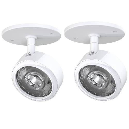 Image of LED Modern Spotlight, Indoor Accent monopoint Lighting Fixture, 10W 3000K for Bookshelf, Art Gallery, Bedroom, Showroom, Kitchen, CRI 90, 38 Angle, ETL Listed,3 Years Warranty, White, 2 Packs
