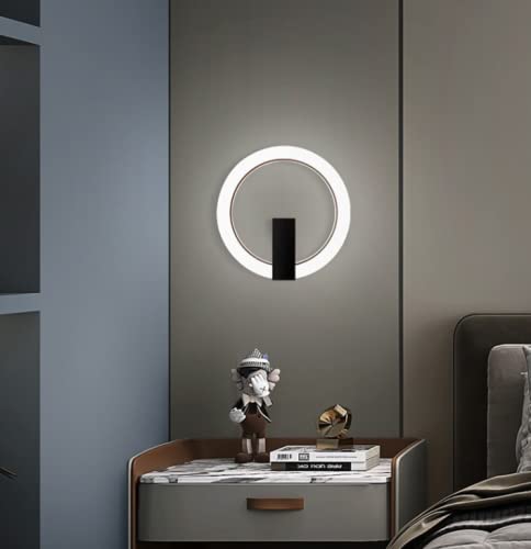 Zi Yang Wandlampe LED innen Rund Acryl Wandleuchte Moderne Minimalismus Design Dimmbar(3000K/4000K/6000K) Wandbeleuchtung19W Flurlampe für Schlafzimmer Wohnzimmer Treppenhaus Ø30cm,Schwarz Cover