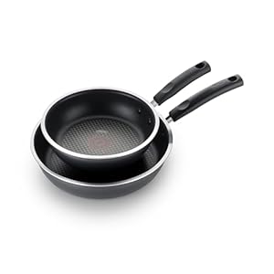 T-fal Signature Non Stick Fry Pan Set 2 Piece: 8 and 10.5 Inch, Oven Broiler Safe 350F, Heat Indicator, Cookware Set Nonstick, Frying Pans, Skillets, Pots and Pans, Home, Dishwasher Safe, Black