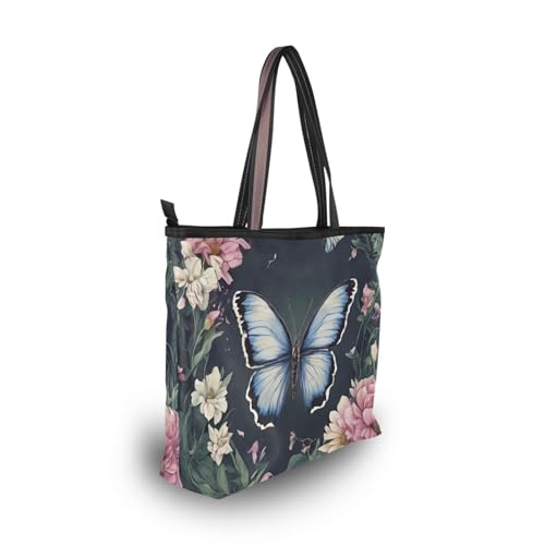 Bolsos tote para mujer con diseño de mariposa, bolsos de trabajo y carteras medias con cremallera y bolsillos, 2 tamaños miniatura 7