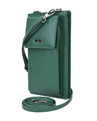 Image of URBAN FOREST Ruby Green Leather Sling Wallet for Women