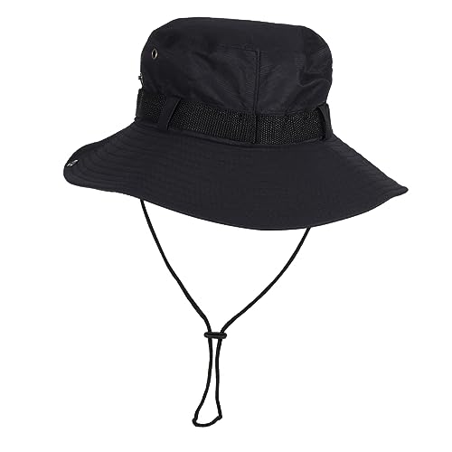 SUPVOX Sun Hat Adjustable Chin Strap Uv Protecting Cap Outdoor Activities Hat Fishing Hiking Cycling Lightweight and Comfortable Random Style Black
