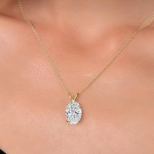 Gem Stone King 1 to 5 Carat 14K Gold IGI Certified Oval-Cut Lab Grown Diamond Pendant Necklace For Women | E-F Color | VS1-VS2 Clarity | With 18 Inch Gold Chain2