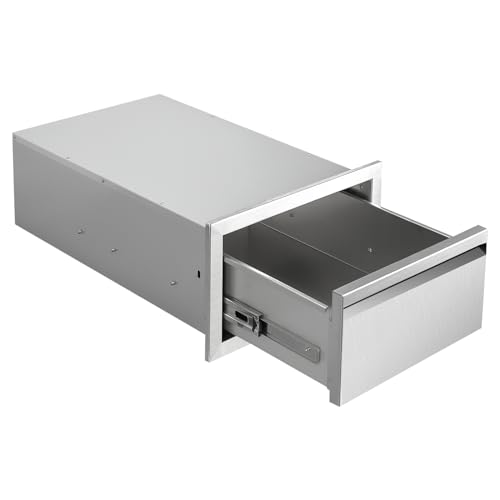Outdoor Kitchen Drawers 14 W x 85 H x 23 D Flush Mount Single BBQ Drawers Built in Stainless Steel Drawer for Outdoor Kitchen Island Patio Grill Station