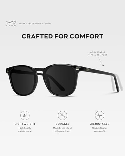 WMP Eyewear - Men's Polarized Modern Rounded Square Sunglasses
