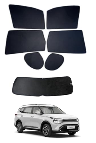 Image of Premium Car Sunshade Fix Type Non-Magnetic Curtain with Rear Dicky Curtain Set of 7pc for Kia Carens
