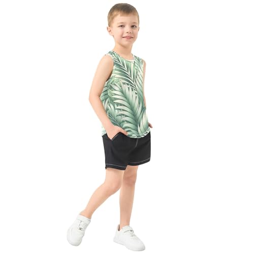 susiyo Plam Leaves Pattern Boys Sleeveless Tank Top Girls Athletic T Shirt4