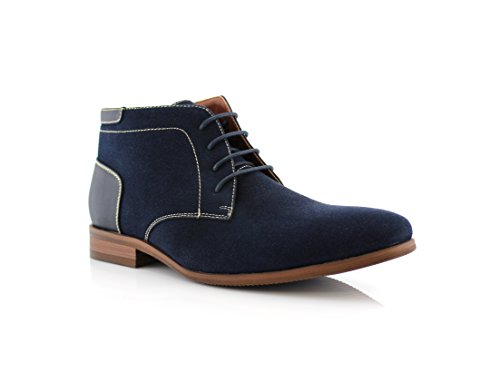Ferro Aldo Raymond MFA806031 Mens Casual Brogue Mid-Top Lace-Up and Zipper Boots Blue