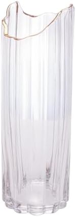 WOLFF - Vaso de Vidro Com Borda Dourada - 10cm x 30cm - Transpare...