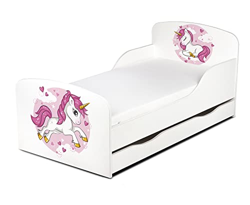 Letti Bianco - Blu, 180x80 + Cassetto Letto per bambino Cameretta per bambino co
