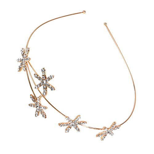 FRCOLOR Elegante Rhinestone Wedding Bride Headband with Star Crystal Headband Nupcial Hair Hoop Hair Band Women Accesorios para El Cabello de La Boda Joyería para El Cabello Gift Golden Cover