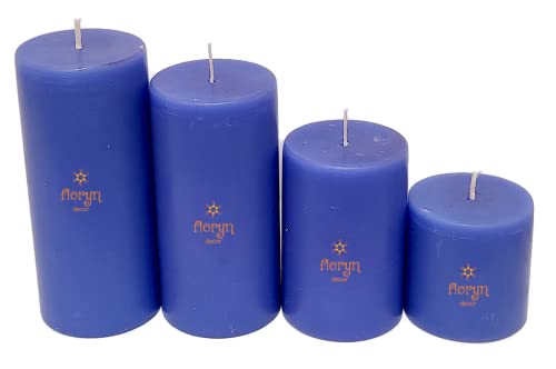 Image of Floryn Decor Pillar Candles Set of 4 | Pillar Candles for Home Decor Scented | Smokeless | Dripless (2 by 2, 2 by 3, 2 by 4, 2 by 4.5 inches) (Lavender, Paraffin Wax)