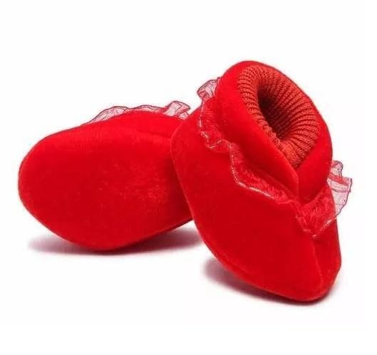 Suman Trader Baby Girl Shoes | Stylish Winter Booties with Soft Cotton Material and Anti Slip Sole Red 9-12 Months-image-45