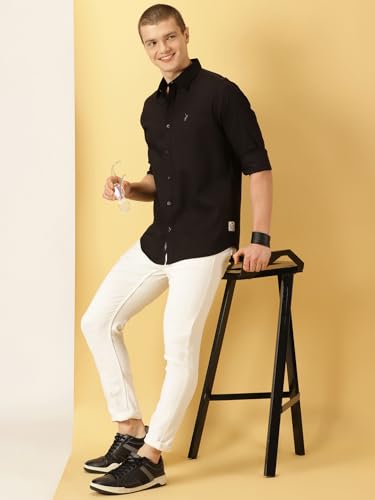 Image of Thomas Scott Men's Cricket Club Collection Classic Regular Fit Twill Shirt | 100% Cotton Long Sleeve Solid Shirt with Button Down Collar (Available in Plus Size)