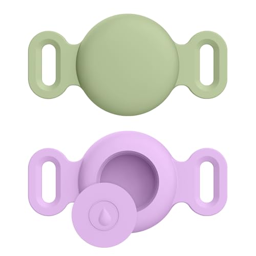 YGTBSR 2セット Airtag ケース Airtag ホルダー ペット 犬 猫用 防水 傷つきにくい 軽量 紛失防止シリコン エアタグホルダーケースと互換性あり ペット 猫 犬 リードバッグ バックパック 財布 鍵 荷物 (抹茶グリーン+マカロンパー