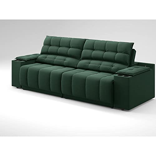 Sofá com Usb Retrátil e Reclinável Samurai Verde 2,00m