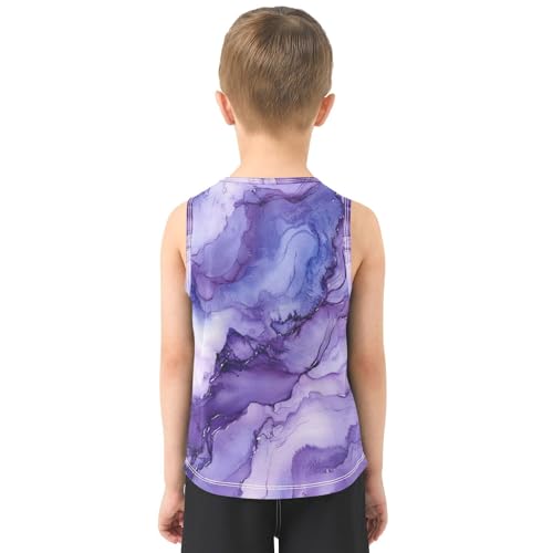 Boys Tank Top Shirts Blue Purple Marble Sleeveless T-Shirts Crew Neck for Kids Clothing Children3