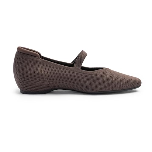 Image of Cusolemore Mary Jane Flat Shoes for Women with Arch Support and Concealed Low Wedge Heel, Comfortable Women Square Toe Ballet Flats Knit Dress Shoes