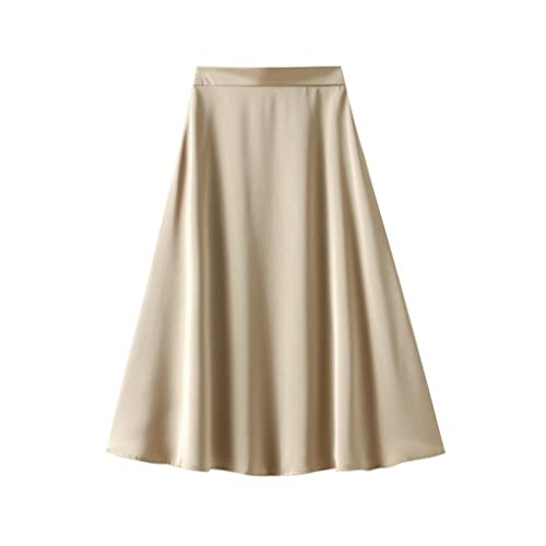Jupe en soie haut de gamme couleur unie beige taille 44 style vintage