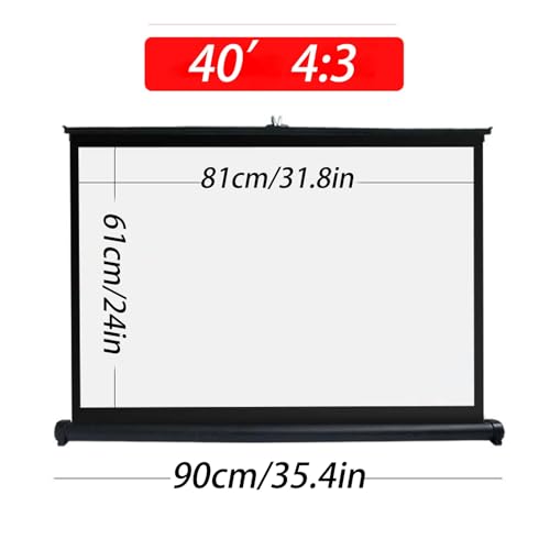 Pantalla portátil de proyector de escritorio 40 pulgadas 4:3 con funda de almacenamiento miniatura 7