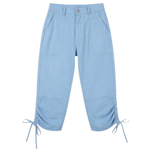 Pantalones capri de mujer 3/4 estilo cargo informales y monocolor 5