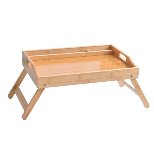 Bandeja de cama para comer - Bandeja de desayuno con patas plegables | Bandeja de madera para servir | Bandeja de madera para servir | Mesa de comedor pequeña con diseño colorido para cama, mostrador