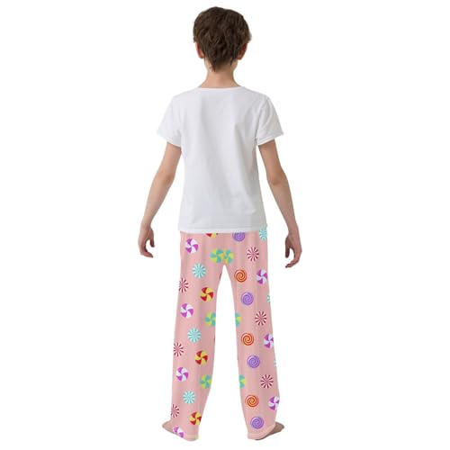 ZZXXB Pinwheel Candy Boys Long Pants Soft Trousers Elastic Waist Kids Lounge Bottoms with Pockets S-XL3