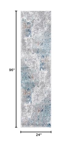 Tapete SAFAVIEH de polipropileno 2x8 pies gris y azul miniatura 2