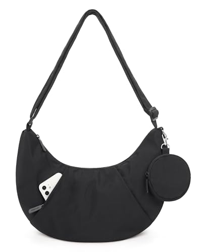 BAGSMART Puffy Water Bottle Crossbody Bags for Women, Small Cross body Purse With Bottle Holder, Hobo Handbag for Travel