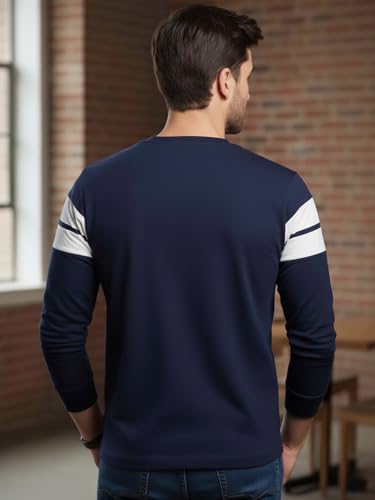 Image of LEOTUDE Stylist Regular fit Full Sleeve Cottonblend Solid Round Neck Tshirt for Man (Color Brown)
