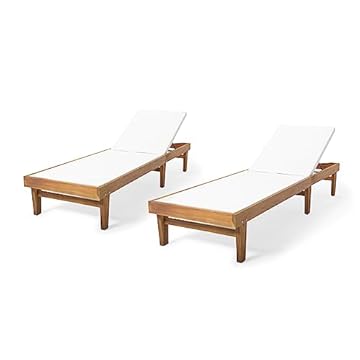 teak and mesh chaise lounge