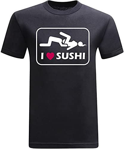 I Love Sushi Men's Funny Humor T-Shirt - (X-Large) - Black #TOP16