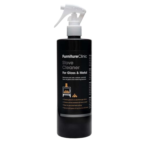 Limpiador de Vidrio y Metal para Estufas – Elimina ceniza, hollín y suciedad de puertas de cristal y superficies metálicas de estufas y chimeneas – Spray de 500ml