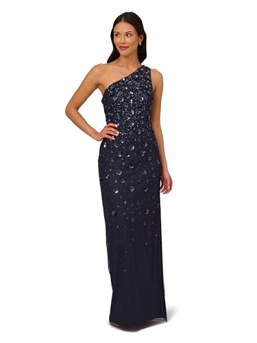 Image of Adrianna Papell Womens One Shoulder Beaded Dress