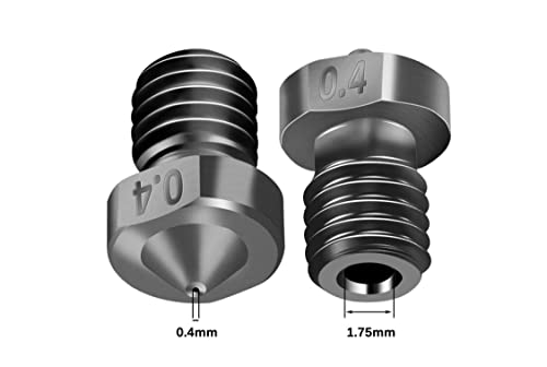 10 pcs Extruder Nozzles for V6 3D Printer High Temperature Hardened Steel Nozzle 0.4mm/1.75mm, Compatible with Makerbot, Prusa i3, Anet8,E3D