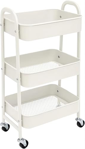 ELECTROMANIA Carro de Cocina Metálico con Ruedas. Carrito Auxiliar Multiuso. 3 Cajones de Almacenamiento. Ideal para Frutas, Verduras, Cocina, Salón, Oficina