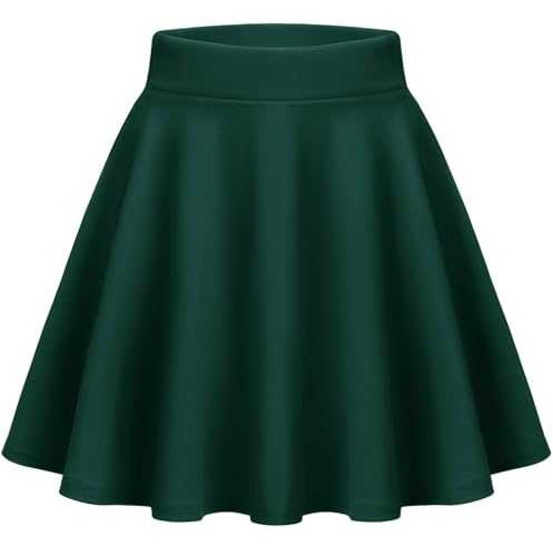 Zeagoo Women Mini Skirt High Waist Elastic Summer Skirt Tennis School Skirts for Girls Green Size 10
