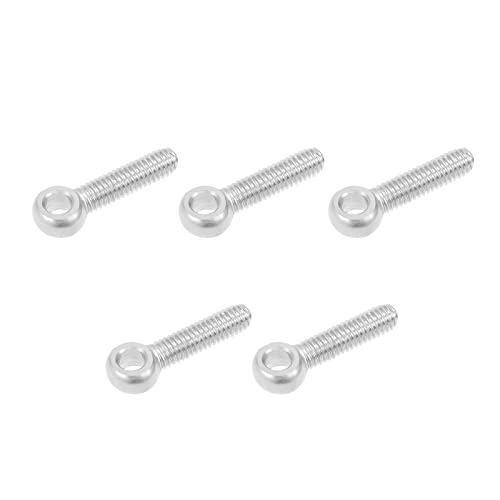 Image of METALLIXITY Shoulder Swing Lifting Bolt (M6x25mm) 5Pcs, 304 Stainless Steel Eye Bolts - for Home Renovation, Pipeline Gate Valves Fasteners, Silver