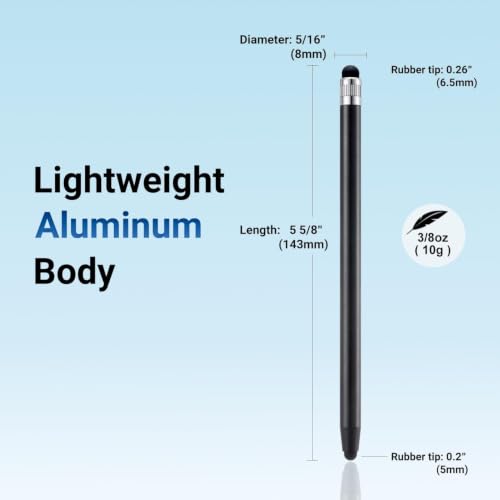 Image of Glidemaster K2 2-in-1 Universal Stylus Pen for All Touch Screens,Fine Point Tip, High Sensitivity & Precision Capacitive Pen for Smartphones,Tablets,iPad, iPhone, iOS, Android & Windows, Black