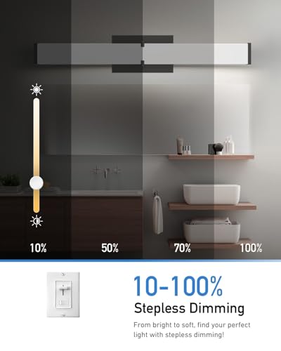 Image of Modern LED Light Fixtures 40 Inch, 40W 3600 Lumen Dimmable Vanity Light, 5CCT Lights for Bathroom, Black, ETL Certified