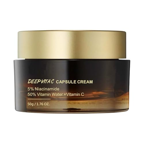 Deep Vita C Capsule Cream, Vitamin C Golden Capsule Face Moisturizer Gel with Niacinamide, Anti Wrinkles, Firming, Hydrating, Repairing Skin, Daily Skin Care
