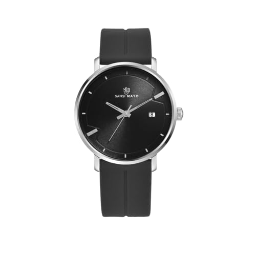 Image of SANSI MAYO Analog Watch for Men with Silicone Band | Magnetic Lock Strap | Japanese Quartz Movement | Water Resistant | Formal & Casual Wristwatch Gift