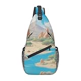 BLWSLC Bolso cruzado de un solo hombro para hombre, estampado Oasis in the Desert, correa de hombro gruesa, adecuada para salidas diarias
