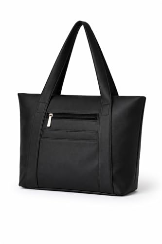 Image of Women's Brown Leather Tote Bag for Office | Laptop Handbag with 11 Inch Compartment, Multiple Pockets & Zipper | Large Capacity Work Shoulder Bag for Daily Use & Travel | quality material