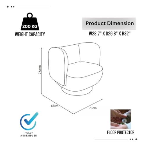 Image of Kingsman Furnitures Nova Swivel Accent Arm Chair for Home | Bedroom, Living, Dining & Drawing Room | Ultra Soft and Comfortable (Soft Caramel Brown Velvet)