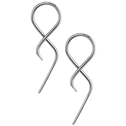 Forbidden Body Jewelry Surgical Steel Earrings Pair of Twisting Hanging Loop 14G Earrings Cover