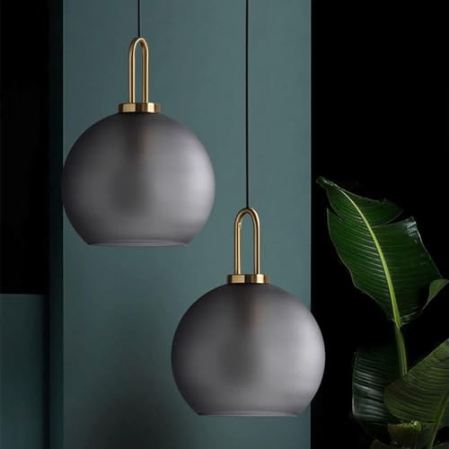 Lámpara de techo colgante E27 en cristal gris para comedor moderno 5