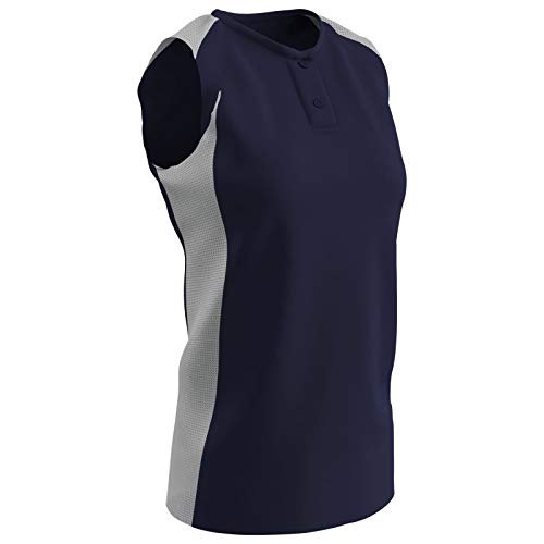 Maillot de baseball femme bleu marine Champro taille L à carreaux blancs