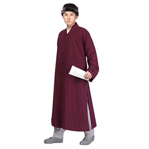 DGXIN Winter Casual Buddhist Monk Long Thickened Cotton Coat Zen Robe Unisex3